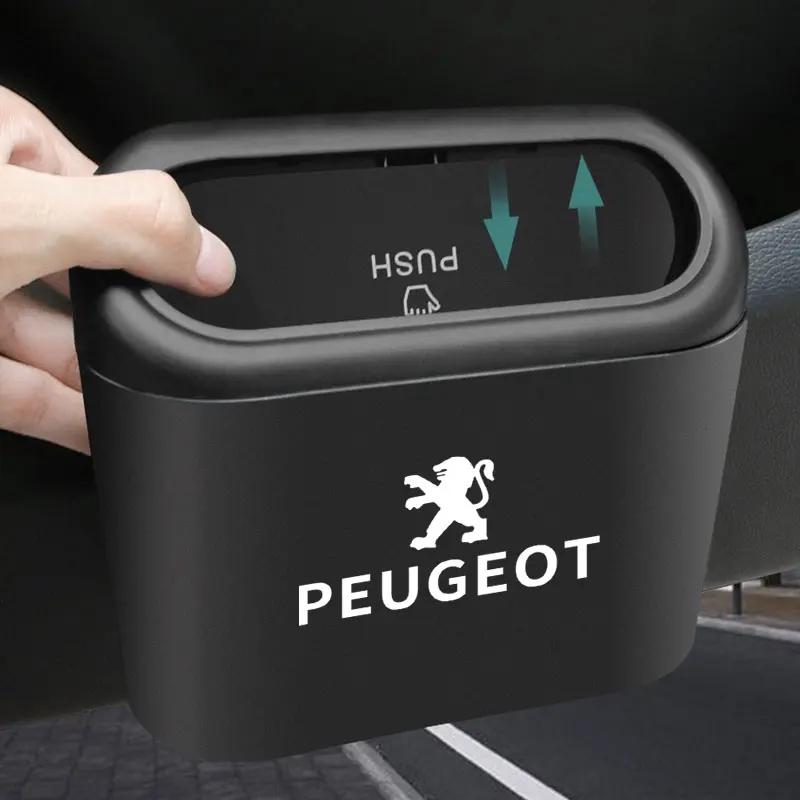For Peugeot Car Portable Trash Can Auto Logo Sundries Storage Box For Peugeot 408 4008 308 3008 Rifter 5008 508 2008 208 301 RCZ