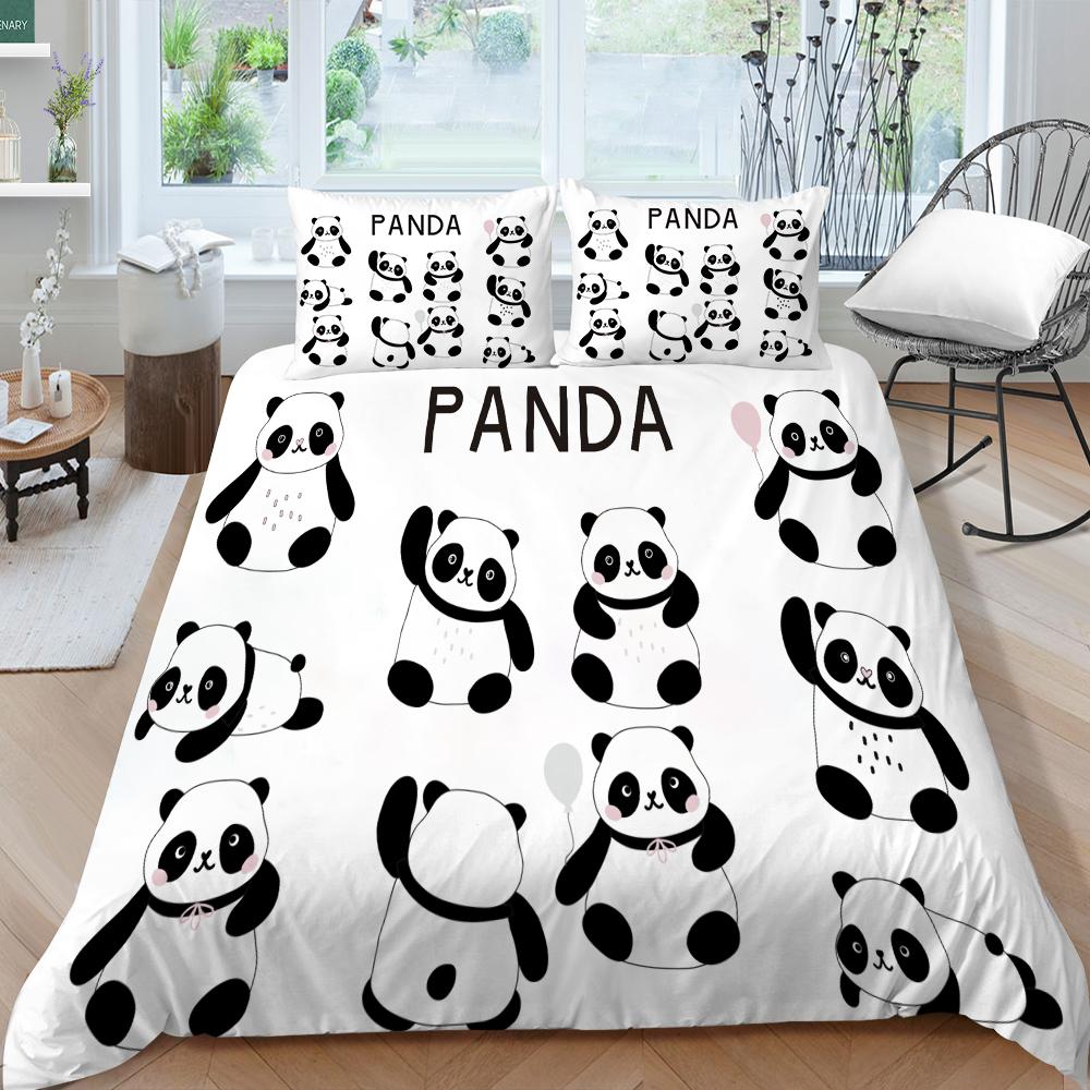 Neue modische Bettbezug-Sets, Panda-Queensize-Bettwäsche, hochklassige Tagesdecken für Zuhause mit Kissenbezug, weiche Cartoon-Bettbezug-Sets