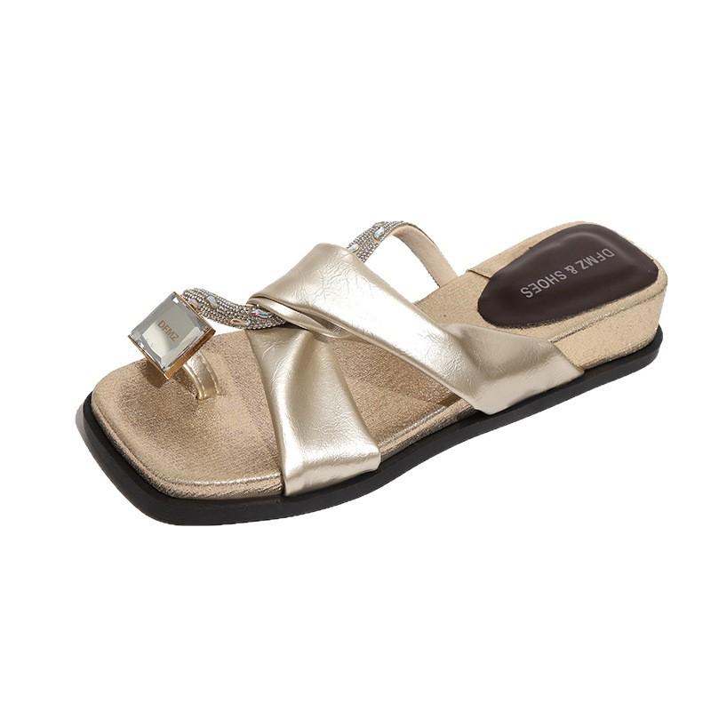 Fashion French Exquisite Elegant Beautiful Cool Slippers Women's Spring and Summer 2025 New Outer Wear Wedge Heel One-word Drag