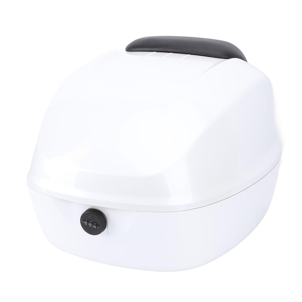 Motorcycle Top Case with Combination Lock ABS Waterproofing Tail Box Carrier Case for Electric Bike Scooter White