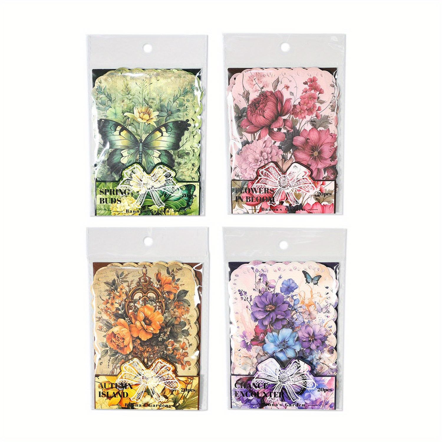 

20 sheets of Banna s Garden Series American Retro Plants, Flowers and Butterflies Notebook Notebook Collage Material Card Paper