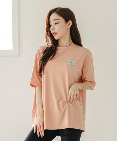 Tyubeuteuli Women'S Basic Loose Fit Short Sleeve Rash Guard B604 Salmon Pink