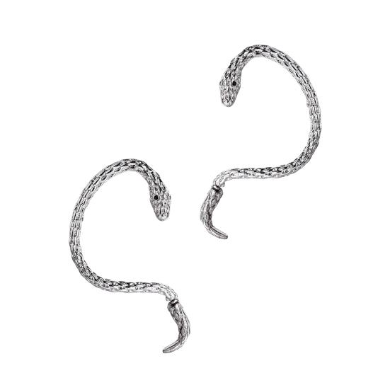 1/2 Stück Unisex-Ohrclip in Schlangenform, polierte Legierung, Retro-Hip-Hop-Stil, amerikanischer Stil, Straße, 3D-geschnitzte Schuppen, Ohrringe, Club-Party-Ohrschmuck