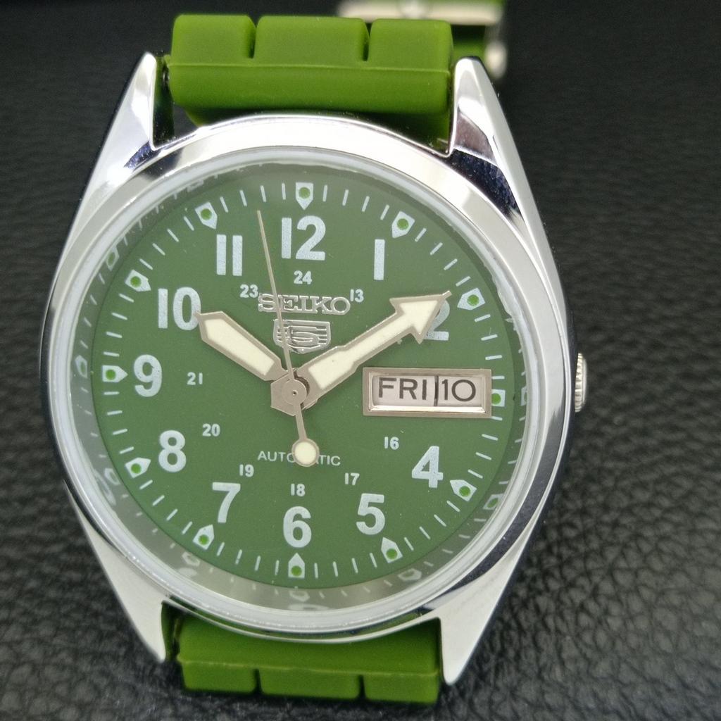VINTAGE SEIKO 5 AUTOMATIC 6309A REFURBISHED JAPAN MENS GREEN WATCH a441690-1 Sk-a441690