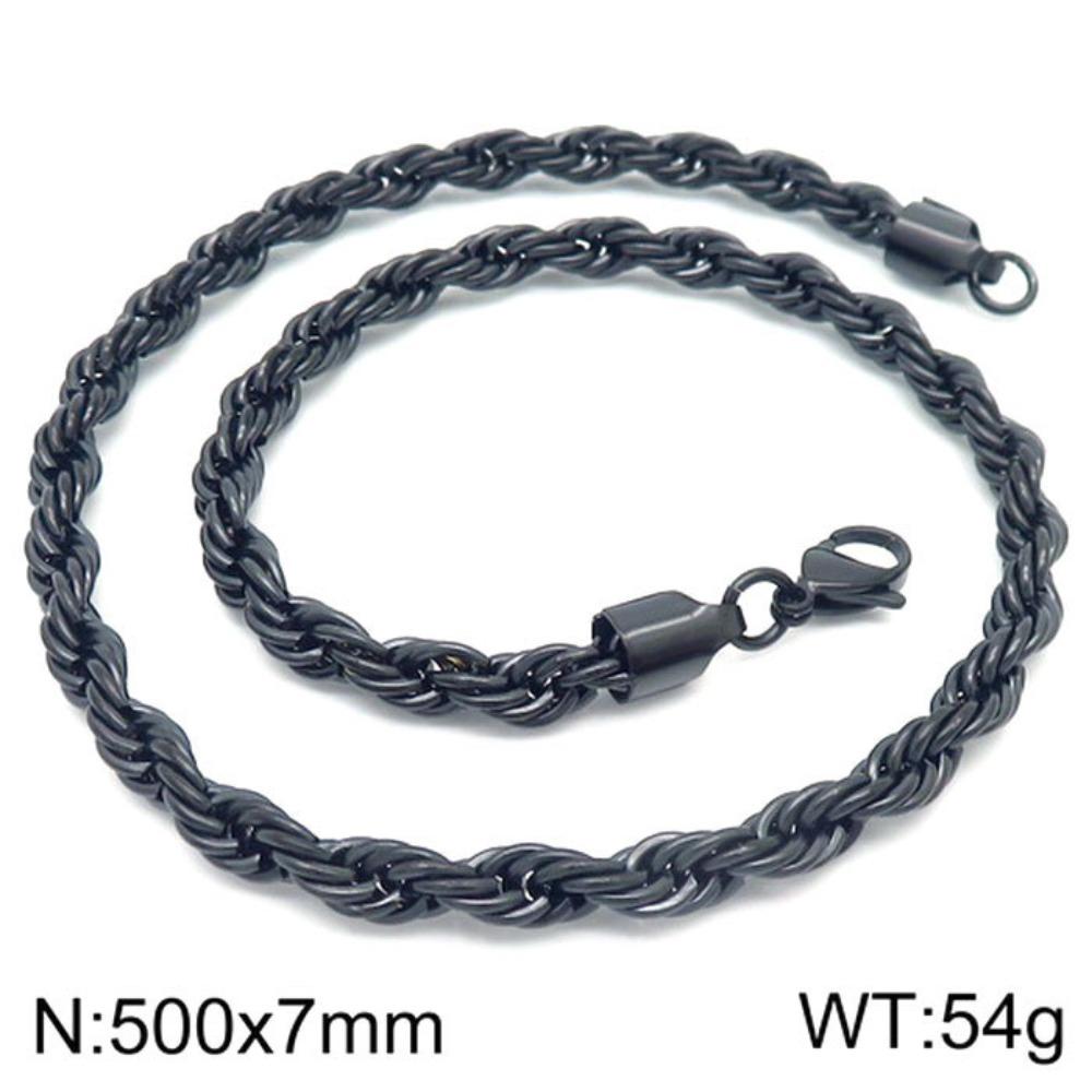 Hip-hop Style Vacuum Plating Black Titanium Steel Men's and Women's Winding Ladder Twist Necklace