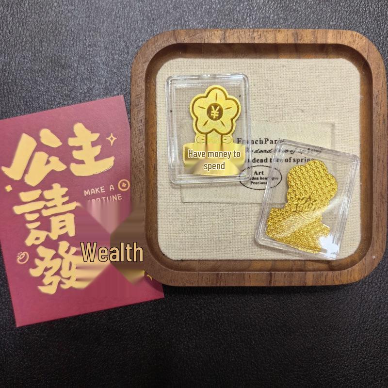 Pure Gold 999 Princess Wealth-Attracting Phone Sticker - Small Gift for Prosperity