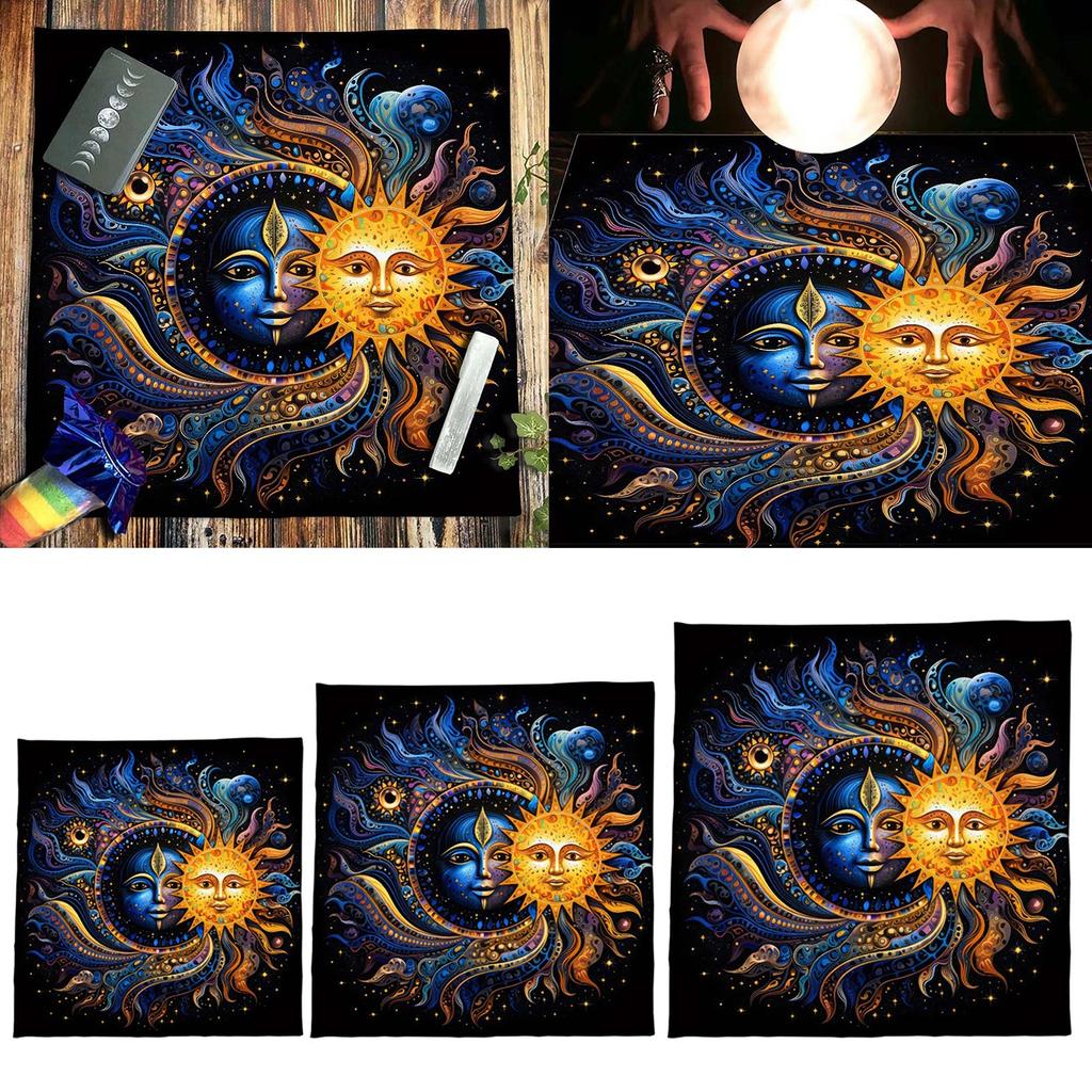 Tarot Card Tablecloth Altars Cloth Sun and Moon Astrologys Tablecloth Divinations Card Mat Tapestry Wall Decoration