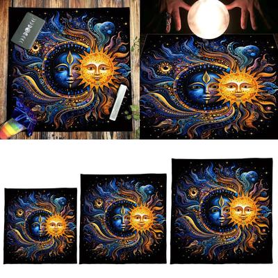 Tarot Card Tablecloth Altars Cloth Sun and Moon Astrologys Tablecloth Divinations Card Mat Tapestry Wall Decoration