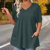 Tunic top da donna con scollo a V a maniche corte con tasche, vestibilità ampia, camicetta casual, maglia pullover morbida e leggera per l'uso quotidiano