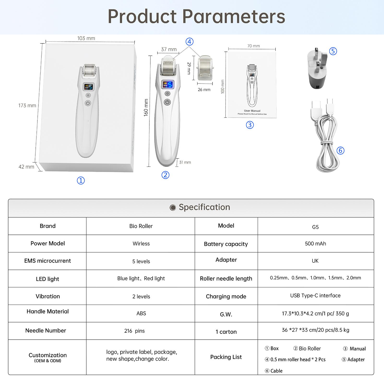 

G5 Facial Roller Skincare Tools 2 LED Lights с вибрацией для мужчин и женщин UK Plug