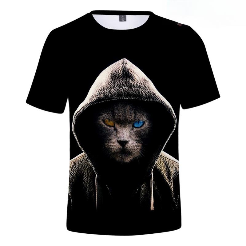 Children's Cat Adult 3D Printed Short Sleeve Men's Street Trend 3D Color Printed Short Sleeve T-shirt Tops & T-shirts (men’s)
