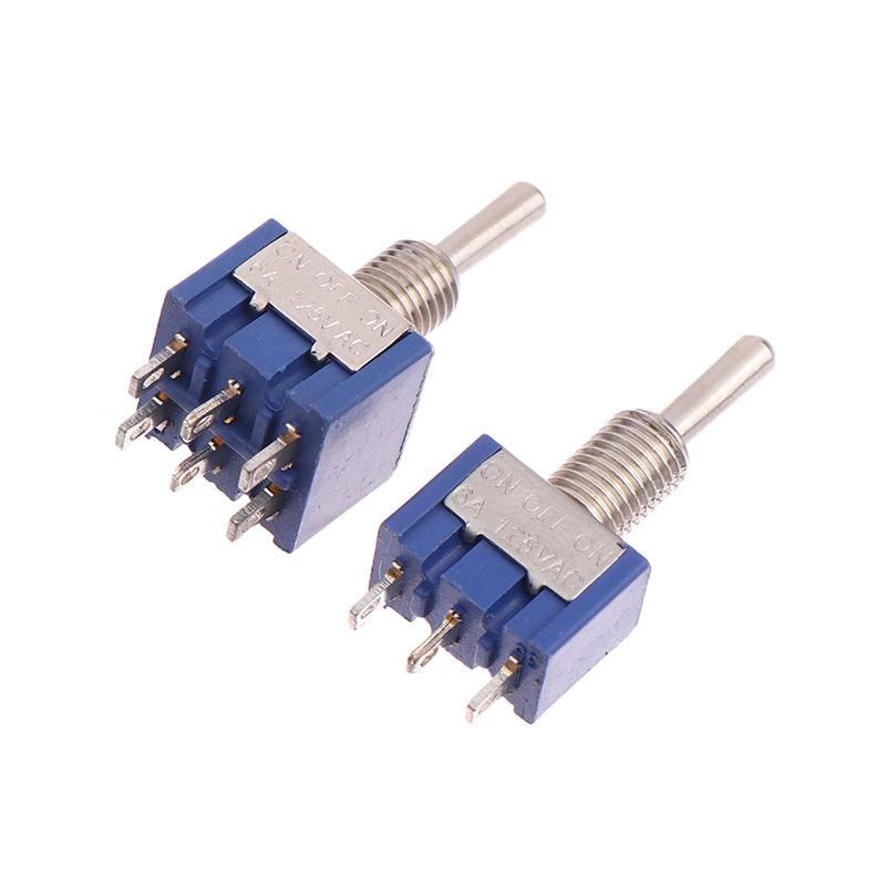 1Pc Mini Toggle Switch 3 Position 2 Position 3-Pin 6-Pin On Off On Dpdt Dpst 6A 125Vac 3A 250Vac Latching Flat Handle For Car