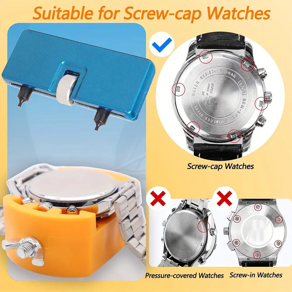 1Set 3 In 1 Repair Tool Set Watch Back Remover Tool Adjustable Opener Back Case Remover Watch Case Back Opener