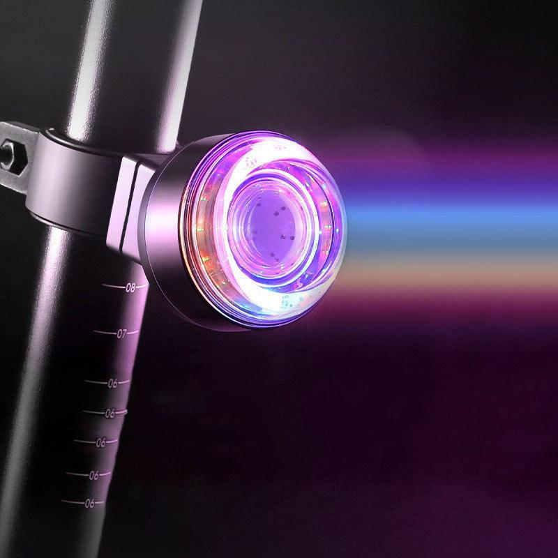 Fashion New Bicycle Turn Tail Light Colourful Lights Intelligent Vibration Sensor Brake Light Waterproof Cycling Gear for Bike 9-Speed Adjustment