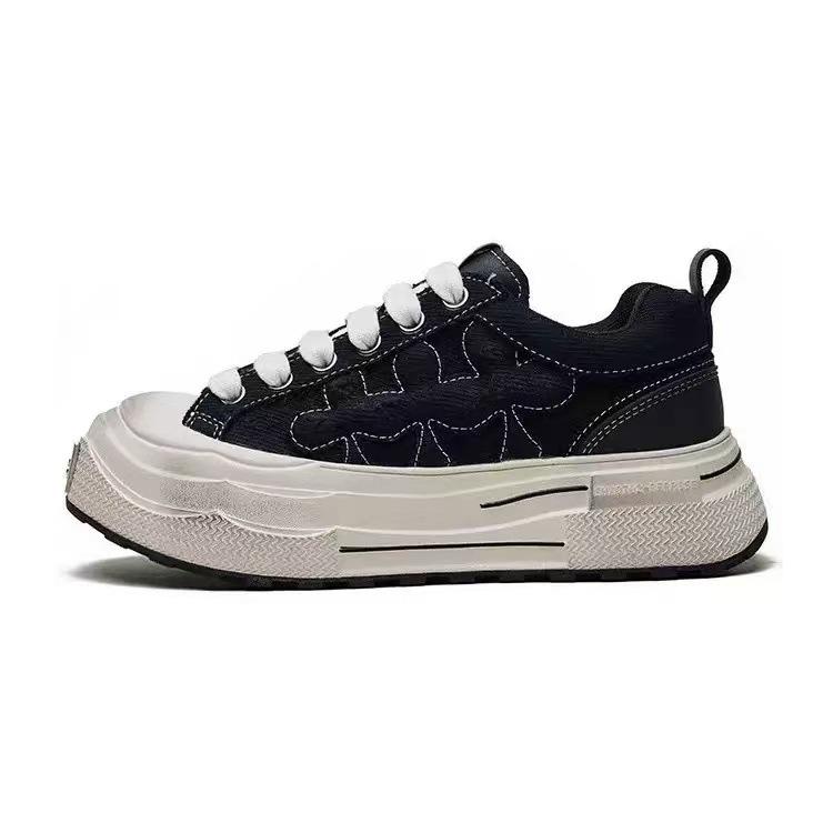 Autumn new wear-resistant thick-soled retro canvas shoes women's trend board shoes low-top shoes inner height increase women