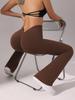 High Waist Deep V Flare Yoga Pants with Tummy Control and High Elasticity for Women
