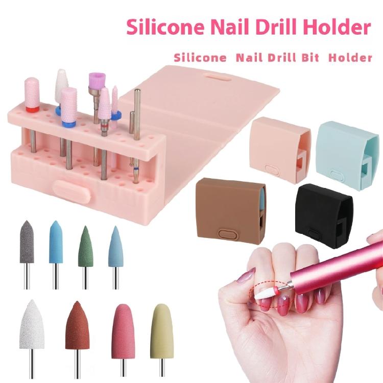 Practical Silicone Nail Drill Bit Storage Solution Compact And Stylish Nail Bit Holder For Efficient Tool Management