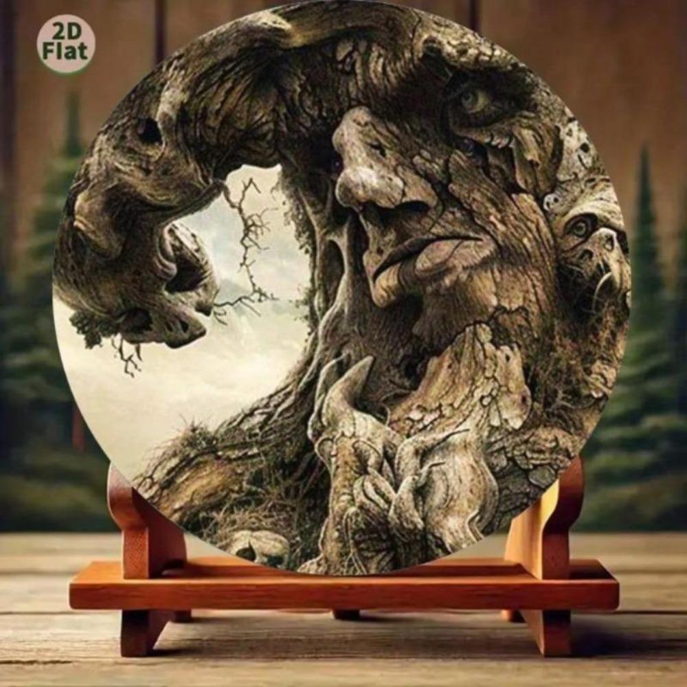 Mystical Old Tree Face Sculpture Resin Gothic Fairy Garden Decor