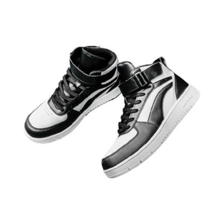 Li Ning Knight Mid Top Skateboard Shoes Men's Black White AGCM163-6