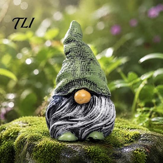 Garden Gnome Figurines Colorful Hat Resin Statue, Faceless Dwarf Figurine with Wrinkled Hat, Weather Resistant Statues Waterproof Ornament,