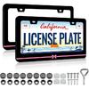 Cute Pink Strawberry License Plate Frames Holder - 2 Pack Fruit Pattern License Plate Holder Universal Aluminum Metal Rust-Proof Waterproof Car
