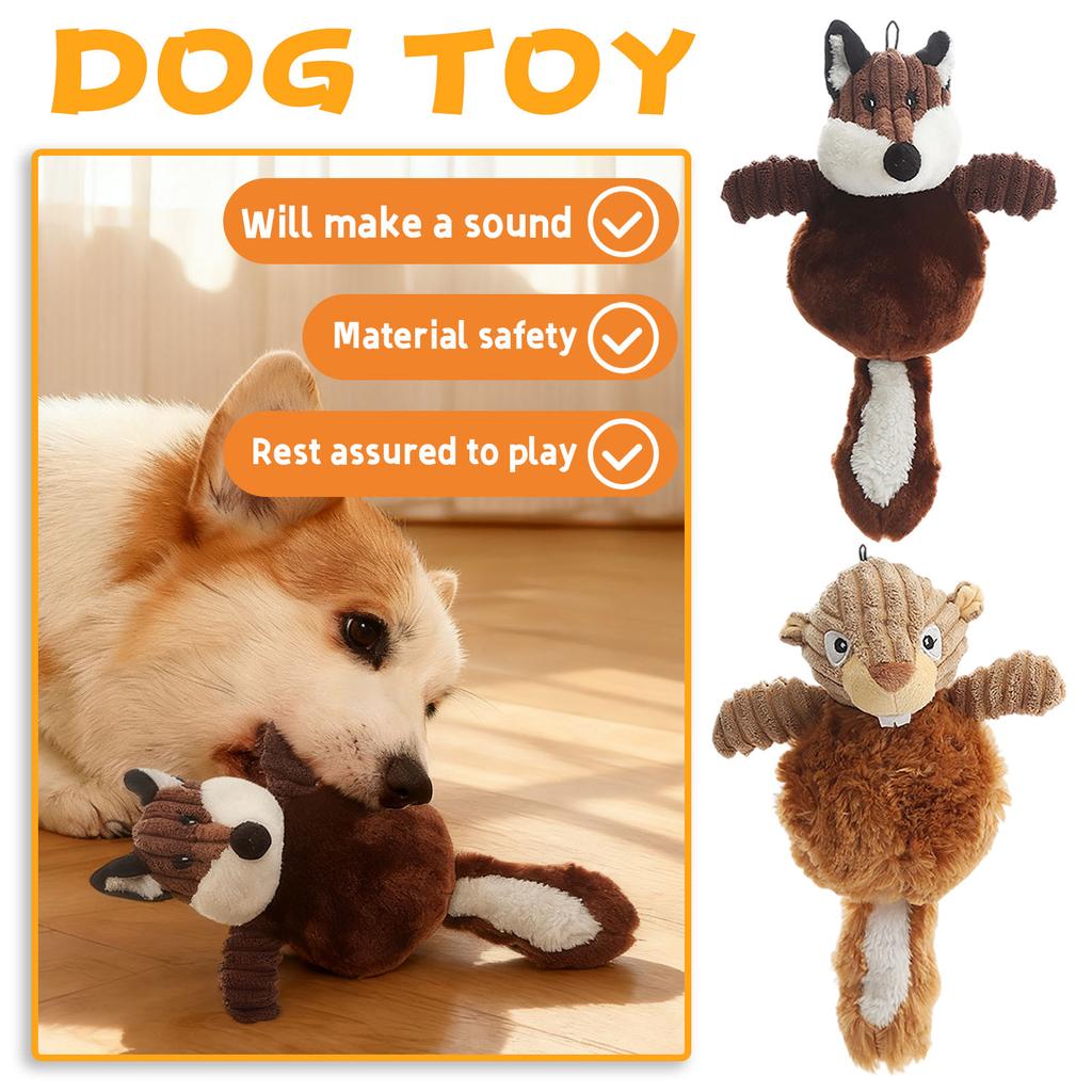 Soft Animal Plush Dog Chew Toy With Squeaker, Interactive Animal Design For Training And Entertainment