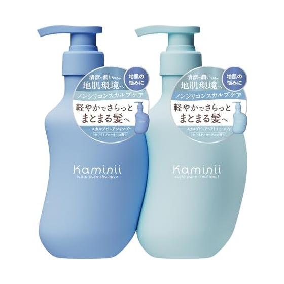 Kaminii Scalp Pure Shampoo Hair Treatment Set Scalp Care Scalp Care Light Non-Silicone 420ml Each Set of 2 Bottle White Floral Fragrance
