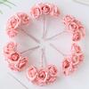 6Pcs Artificial Silk Rose Bundle For Christmas Wedding Bridal Bouquet Decoration Home Ornamental Flowerpot Accessory Fake Flower