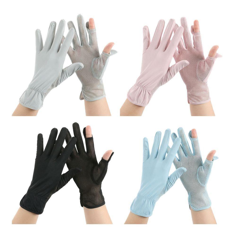 Mesh UV Protection Gloves Non Slip Thin Breathable Gloves Flip Touchscreen Ice Silk Gloves Walking