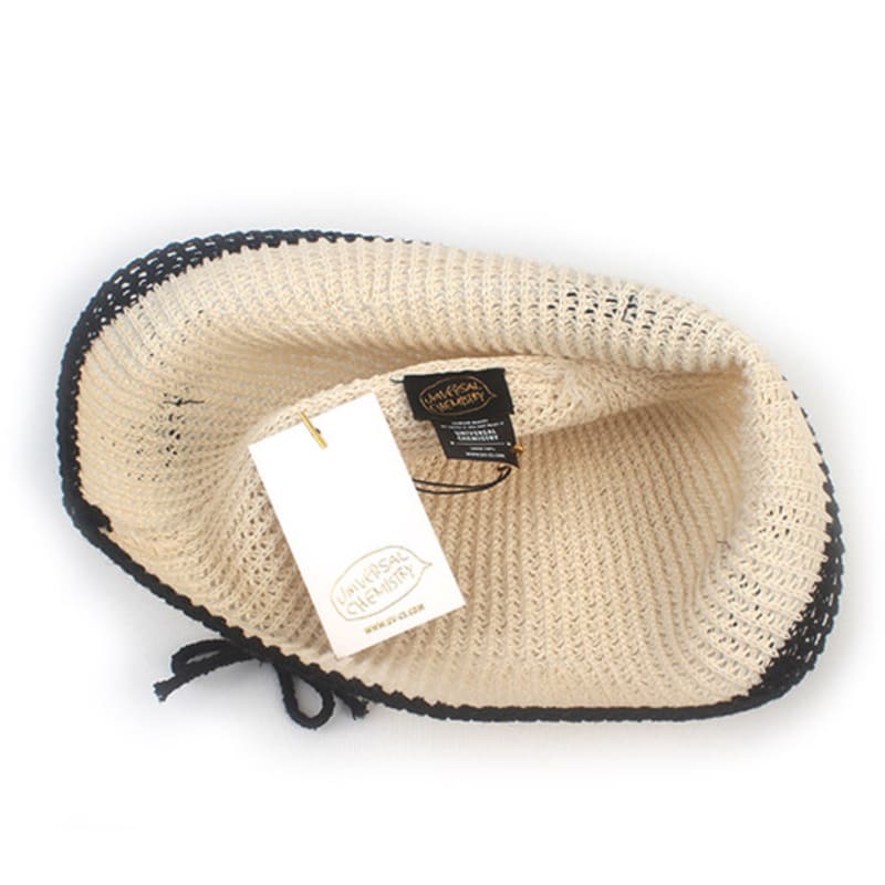 Universal Chemistry Ribbon Edge Ivory Linen Bucket Hat Knit