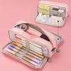 Pencil Case Large Capacity Pen Bag 3 Compartment Pen Pouch Organizer Portable Stationery Bag Holder with Zipper for School Adult
