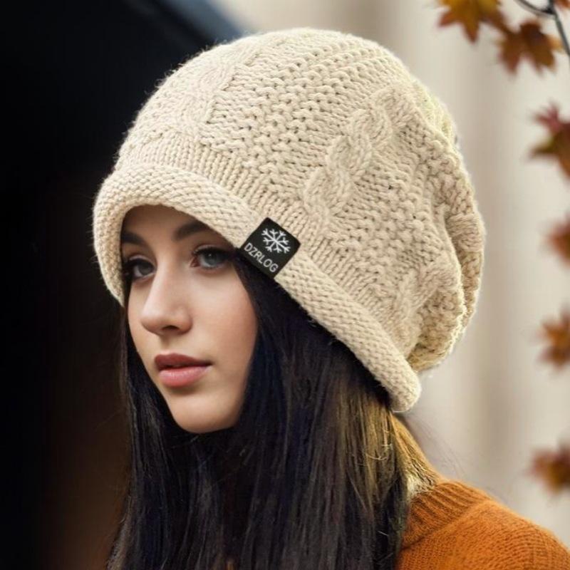 

Fashionable And Versatile Korean- Knitted Wool Hat For Large Head Circumferences One Size бежевый