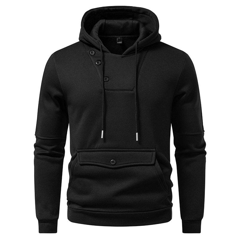 Fashion Winter Autumn Men's Casual Hoodie Big Pocket Solid Color Hooded Sweatshirt Sweatshirts Pullover Fleece Streetwear