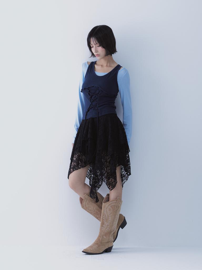 SETSETSET Bustier Lace-Up Tee (Blue)