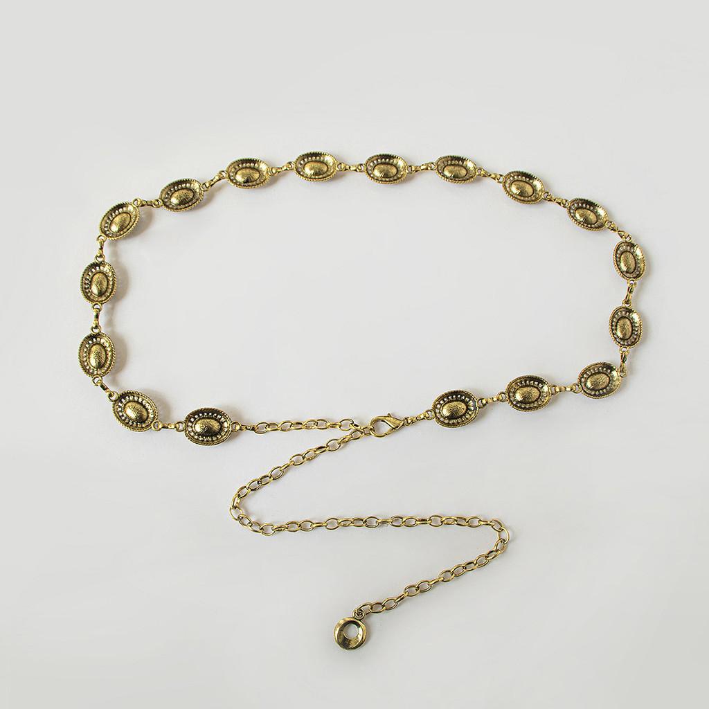 Vintage Metal Hollow Woman Waist Chain With Crystal Buckle For Summer Fashion Accessory