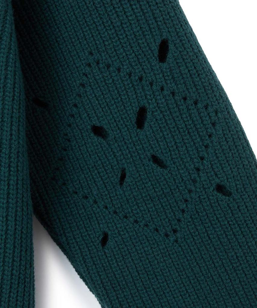 MOONSUN Essential_Unisex Mss Argyle Hole Half Zip Up Knit [Dark Green]