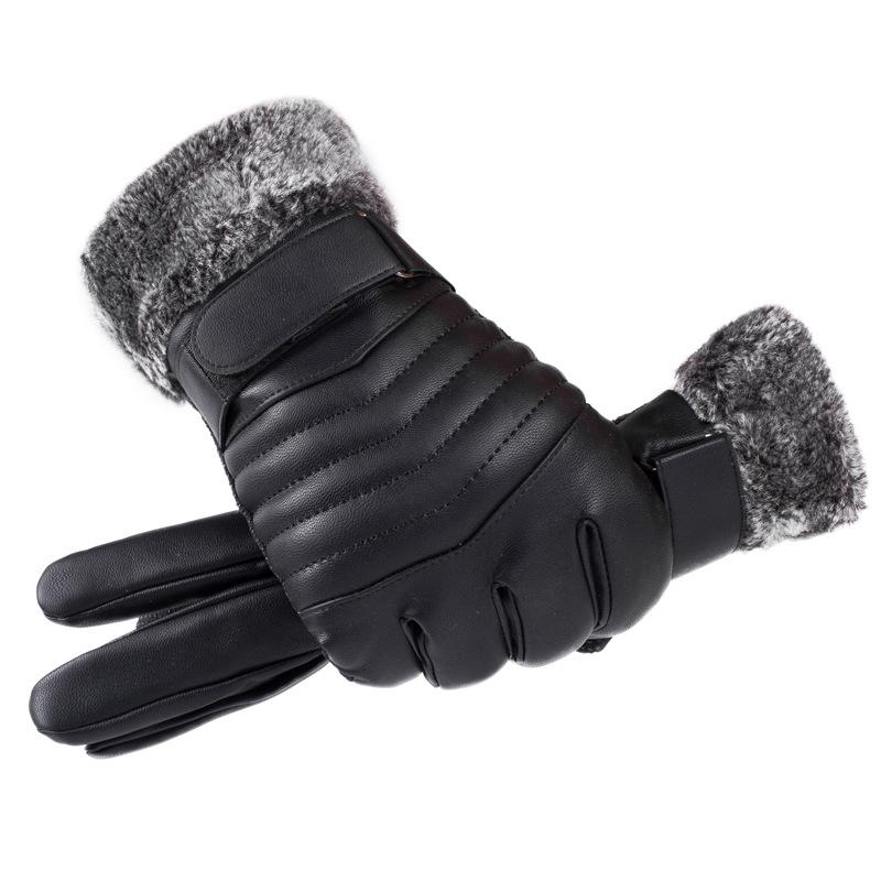 

Мужские кожаные перчатки для осени и зимы, бархатные, для велоспорта, теплые и толстые, ветрозащитные, от холода, для улицы, мотоциклетные, кожаные перчатки с сенсорным экраном One size