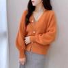 Retro simple sweater jacket women's autumn and winter new solid color loose and thin knitted cardigan top trendy