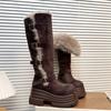Retro Long Tube Two Wear Martin Boots Thick-soled Velvet Snow Boots Thin Buckle Knight Boots