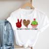 Ins Fashion Gesture Leopard Print Heart Print Shortsleeved Base Layer Round Neck Women Clothes Graphic T Shirts Aesthetic
