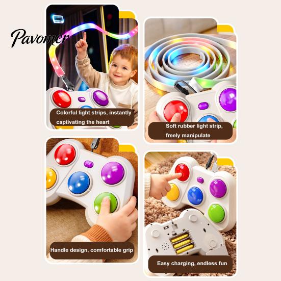 Interactive Light-up Game Machine Fast Push Rhythm with Light Strip, Color Learning & Hand-Eye Coordination Training, Kids Electric Reaction