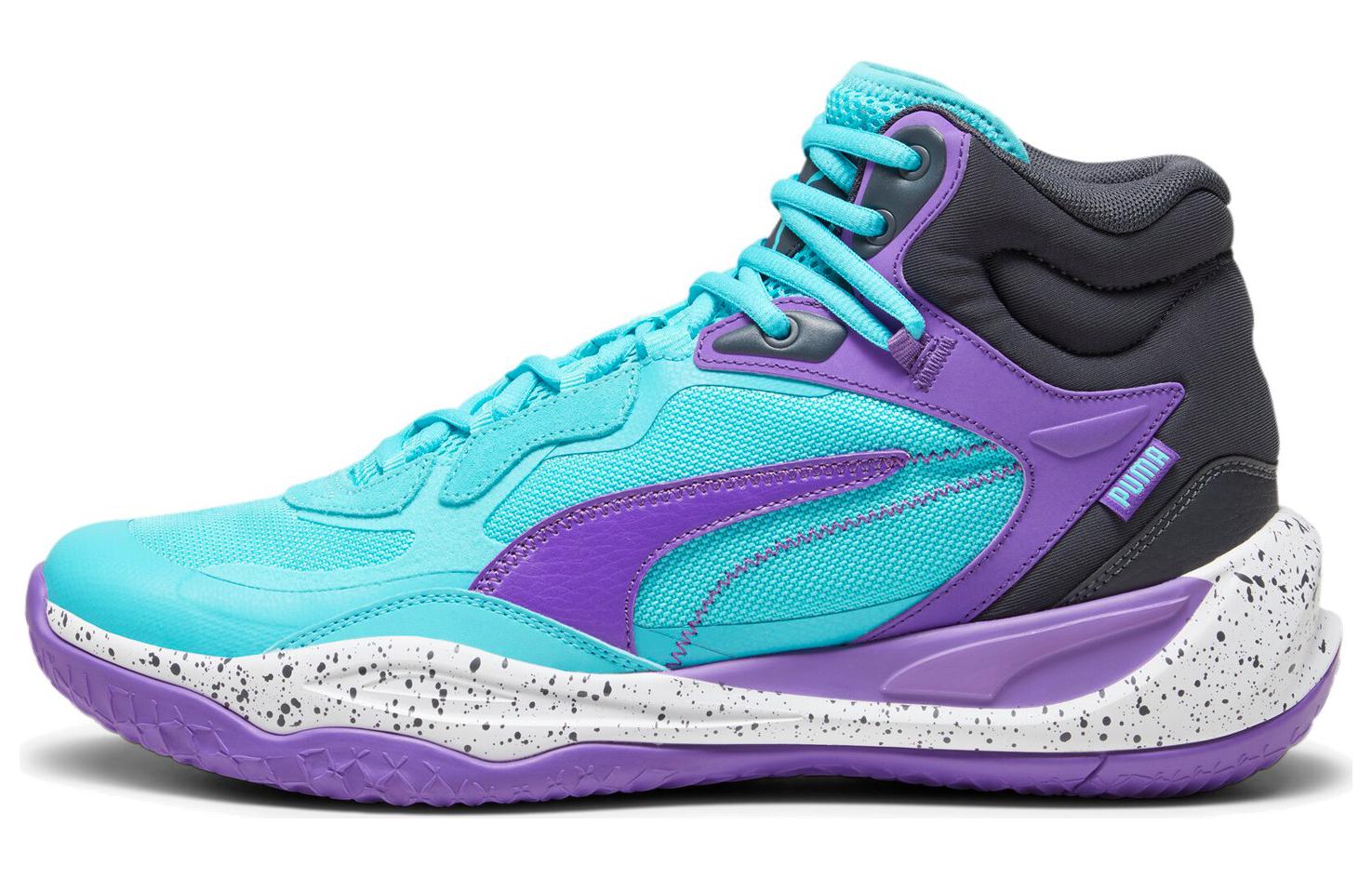 PUMA Playmaker Pro Mid Purple Glimmer Bright Aqua 377902-09 40.5