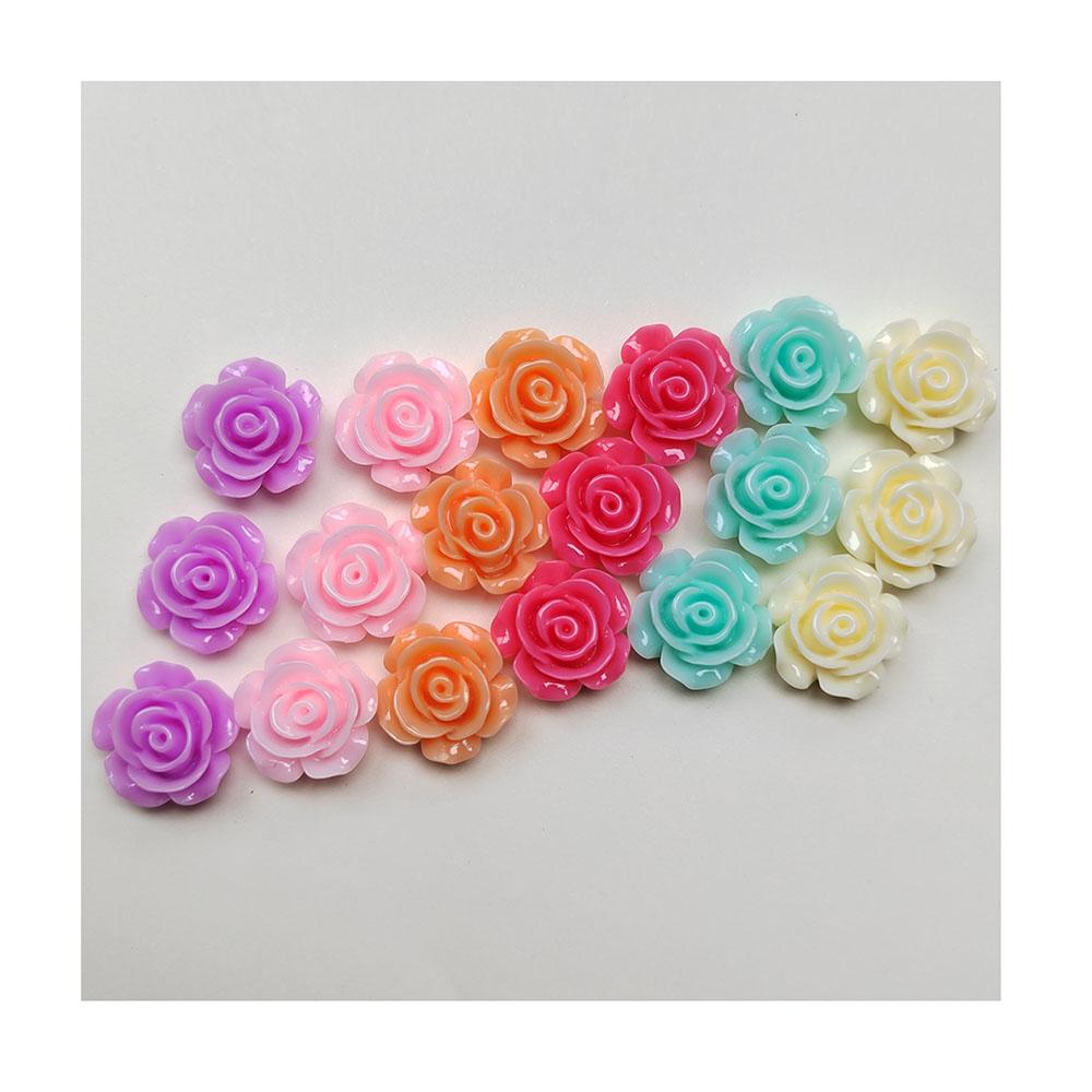 10-Color Resin Flatback Charms for Phone Bag Shoes 14mm Peony Flower Ornament Resin Crafts
