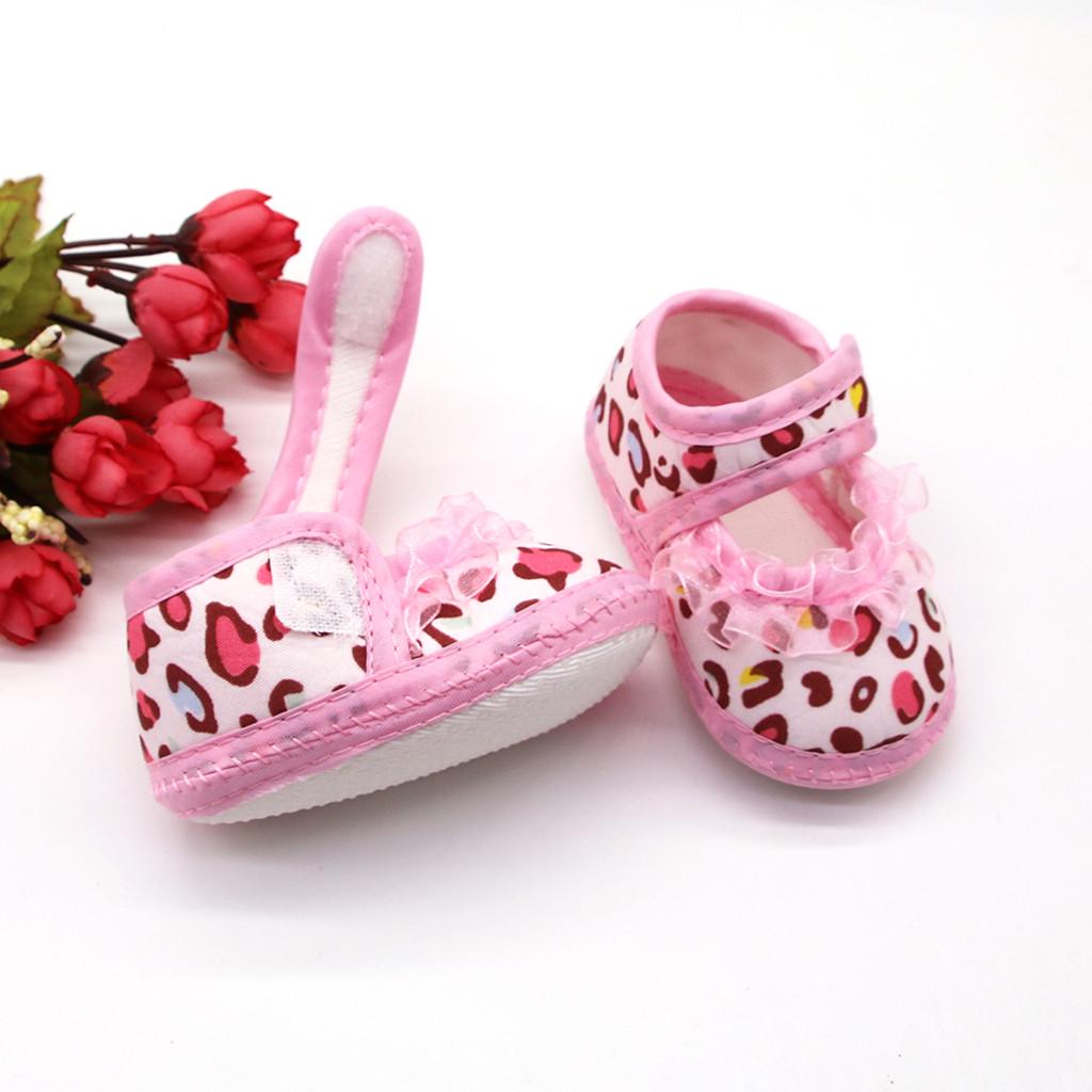 Newborn Baby Girls Leopard Print Prewalker Soft Sole Sandals Single Shoes