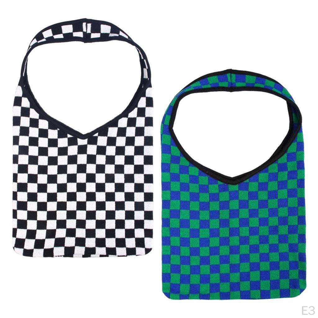 Woven Shoulder Bag Womens Handbag Beach Tote Grid Pattern Knitted Ladies Handbags