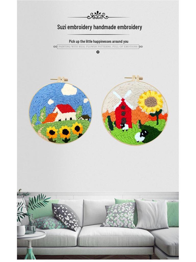 Suzi Embroidery Kids' Five Grains & Beans Cartoon Wool Canvas Art