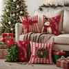 45x45cm Bowknot Snowman Pillow Cover Breathable Red Series Christmas Pillowcases Soft Square Throw Pillow Case Aesthetic Decor