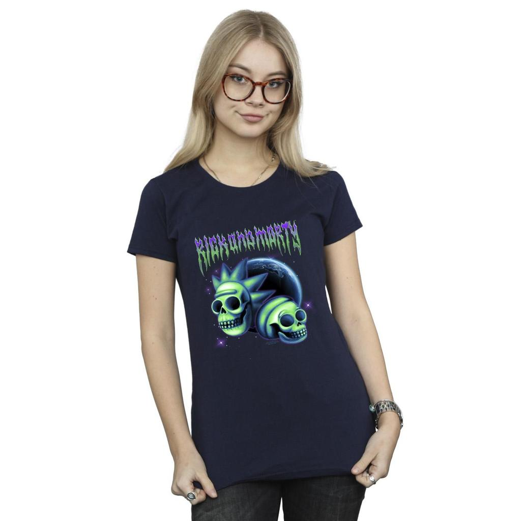 Rick And Morty Womens/Ladies Space Skull Cotton T-Shirt