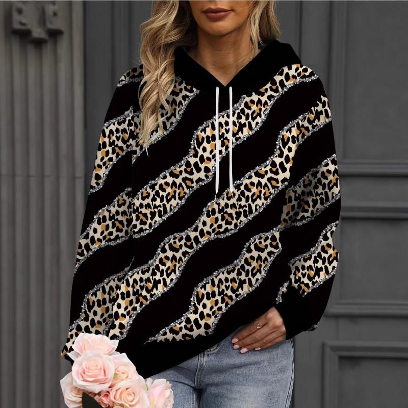 Womens Oversized Hooded Sweatshirt With 3D Print Soft Cotton Blend Long Sleeve Pullover Casual Wear