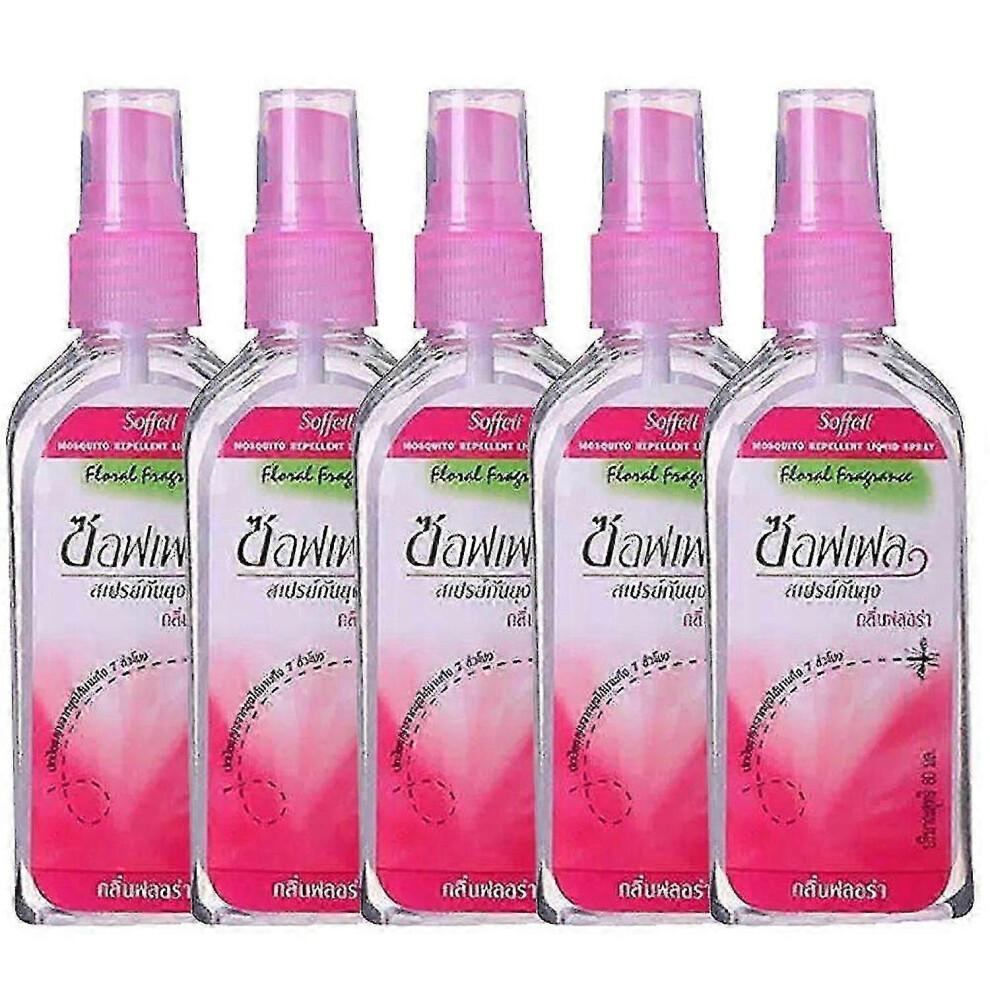 (Rose) 5x 80ml Mosquito Spray Thailand Plant Anti-mosquito Bite Swelling Itching Mosquito Repellent Liquid Spray For Body Pest Killer New